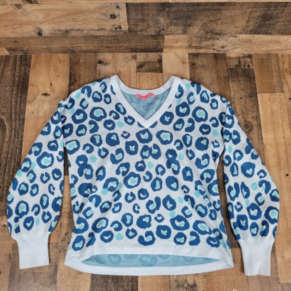 :illy Pulitzer Don't Be‎ A Cheetah V-neck Jasmina Leopard Sweater Large 007186